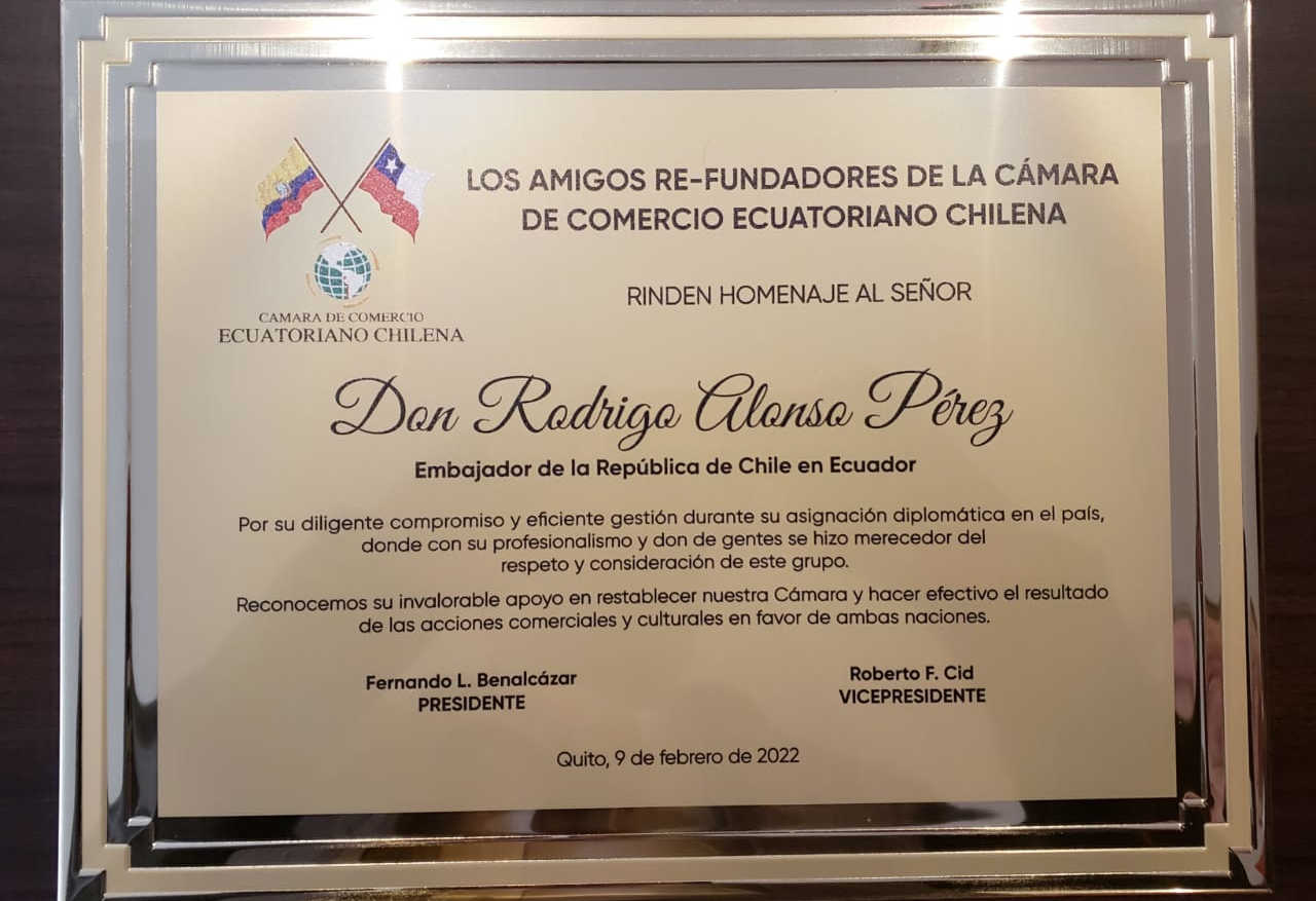 Homenaje Despedida Embajador de Chile en Ecuador